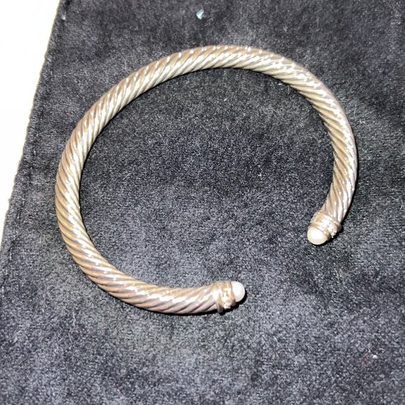 David Yurman Cable Classics Bracelet Sterling Silver w/ Pearls & Pavé Diamonds - Picture 3 of 7